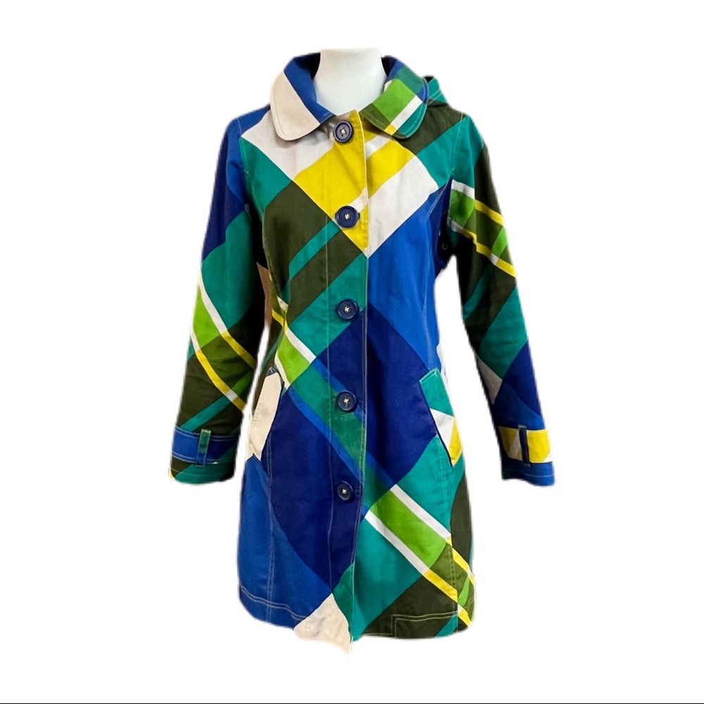 Closet Closes 11/1/22 Boden Plaid Mod Style Rain Coat Fleece Lined Size US 12